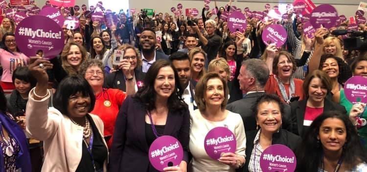 Christine Pelosi with supporters